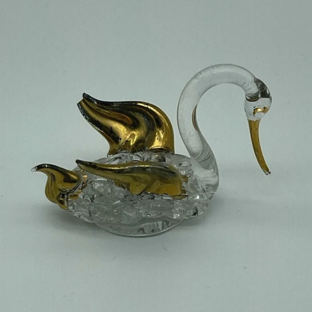 Vintage Gold & Glass Swan with Clipped Wing 🦢
